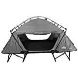 Kamp-Rite TB Collapsible Double Elevated 2 Person Tent Cot, Sleeping Tent Cot, Lounge Chair, Cot with Rainfly & Carry Bag for Camping or Hunting, Gray