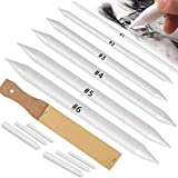 N NOROCME 12 PCS Blending Stumps and Tortillions Paper Art Blenders with Sandpaper Pencil Sharpener Pointer for Student Artist Charcoal Sketch Drawing Tools