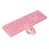 Rechargeable Keyboard and Mouse,Soke-Six 2.4G Wireless Mechanical Feel Backlit Gaming Keyboard Mice Combo Home Office Gamer Design Use for Laptop Pc Mac (Pink)