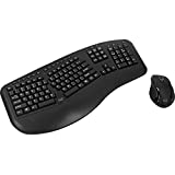 Adesso WKB-1500GB - Wireless Ergonomic Desktop Keyboard and Laser Mouse with Split Keys Design and Palm Rest for Comfort, Long Battery Life, Nano Receiver - Compatible for PC & Windows XP/7/8/10,Black