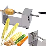Twisted Potato slicer, Tornado Curly Fry Cutter with Stainless Steel skewers, Manual Spiral French Fries Cucumbers Carrots DIY BBQ Slicer with Reusable Stick