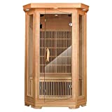 amzzar Infrared Sauna Room Hemlock Wooden Sauna Spa 2 Person 8 Heating Panel Infrared Therapy Dry Heat Sauna with MP3 Aux Connection,2 LED Reading Lamp Sweating Infrared Sauna Room