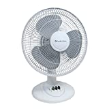 Comfort Zone CZ121WT Quiet 3-Speed 12-inch Oscillating Table Fan with Adjustable Tilt , White