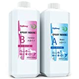 Epoxy Resin Clear Crystal Coating Kit 40oz - 2 Part Casting Resin for Art, Craft, Jewelry Making, River Tables, Bonus Gloves, Measuring Cup, Wooden Sticks, Dropper, Gold Foil Flakes and Tweezers