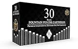 Wordsworth & Black Fountain Pen Ink Refills - Set of 30 Black Ink Cartridges - International Standard Size - Length APPR 2.04 Inch - Base Diameter APPR 0.24 Inch - Disposable and Generic