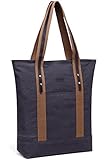 Canvas Tote Bag,Vaschy Large Vintage Shopper Travel Tote Wok Bag for Women with Leather Trim Strap Gray