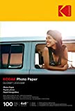 KODAK Photo Paper Gloss 4 X 6, 100 count, 52lb-200 g/m 2 - 8.5MIL (41180-1743327)