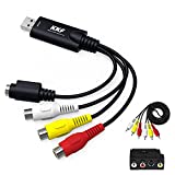 KKF RCA AV to USB Video Capture Card Converter, Convert Analog VHS VCR to Digital Adapter, USB 2.0 Audio Transfer Grabber, Digitize Video DSLR DVD PS3 PS4 Camera for Windows 7 8 10 PC Mac OS
