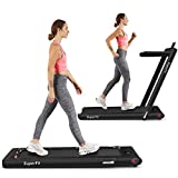 Goplus 2 in 1 Folding Treadmill, 2.25HP Superfit Under Desk Electric Treadmill, Installation-Free with Blue Tooth Speaker, Remote Control, APP Control and LED Display, Walking Jogging for Home Office
