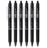 Pilot FriXion Ball Clicker Retractable Erasable Gel Pen, Fine Point, 0.7mm, Black Ink, 6 Count