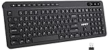 NPET WK20 Wireless Keyboard for Windows, 2.4 GHz Wireless, Full-Size, Number Pad, 14 Multimedia Keys, 2-Year Battery Life, Compatible with PC, Laptop