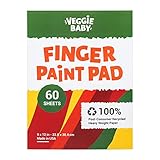 Veggie Baby Art Paper Pad for Finger Painting, Drawing and Coloring, 60 Sheets, Kid’s and Toddler’s Multimedia Paint Use, Unwaxed Heavy Stock for Crayons and Projects