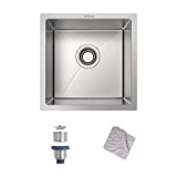 Bar Sink, MENSARJOR 14 x 14 Inch Undermount 16 Gauge Single Bowl Handmade Stainless Steel Kitchen/ Bar Sink