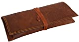 Leder nature 'Felix' Genuine Leather Stationery Pencil Pen Case Art Pouch Office Uni College Smart Everyday Vintage Unisex Brown