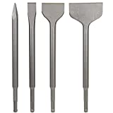 Sabre Tools SDS Plus 4-Piece Chisel Set, Thinset Scraping Bit 3” x 10” Thinset Scaling Chisel, Point Chisel, Flat Chisel, Wide Chisel - SDS Chisel Bits for Hammer Drills – Tile Removal