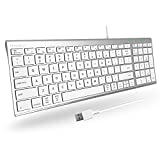 Keyboard for Mac and Windows, Macally Apple Wired Keyboard Compatible - Slim, Space-Saving Design USB Keyboard with Numeric Keypad - Budget-Friendly Laptop, MacBook, iMac Keyboard Replacement