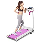 Goplus 800W Folding Treadmill Electric Motorized Power Fitness Running Machine with LED Display and Mobile Phone Holder Perfect for Home Use (Pink)