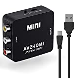 RCA to HDMI,AV to HDMI Converter, 1080P Mini RCA Composite CVBS Video Audio Converter Adapter Supporting PAL/NTSC for TV/PC/ PS3/ STB/Xbox VHS/VCR/Blue-Ray DVD Players