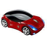 Usbkingdom 2.4GHz Wireless Mouse Cool 3D Sport Car Shape Ergonomic Optical Mice with USB Receiver for PC Laptop Computer Women Small Hands (Red)