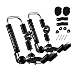 IKURAM R Kayak/Surf/Ski Roof Carrier Rack of J-Style Folding Universal Field & Stream 4-in-1 Multifunction for Canoe, SUP, Kayaks, Surfboard and Ski Board Rooftop Mount on SUV, Car and Truck