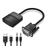VGA to HDMI Adapter with Audio, (PC VGA Source Output to TV/Monitor with HDMI Connector),VENTION 1080P VGA to HDMI Converter Male to Female Cable for Computer, Desktop, Laptop, PC, Monitor, HDTV 0.5FT