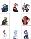 Watercolor Mass Effect Poster Prints - Set of 8 (8x10) Wall Art Decor - Female Commander Shepard - Garrus Vakarian - Liara T-Soni - Tali'Zorah - Urdnot Wrex - Mordin Solus - Legion - Thane Krios