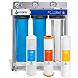 Express Water Whole House Water Filter, 3 Stage Home Water Filtration System, Sediment, Polyphosphate Anti-Scale, Carbon Filters Includes Pressure Gauges, Easy Release, and 1 Inch Connections