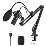 Fifine USB Streaming Microphone Kit, Condenser Studio Mic with Arm Stand & Pop Filter for Podcast Vocal Recording Singing YouTube Gaming Voice Over, Directional Computer Mic for PC Laptop-K780A