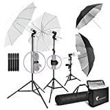 LimoStudio, 700W Output Lighting Series, LMS103, Soft Continuous Lighting Kit for White and Black Umbrella Reflector with Accessory and Carry Bag