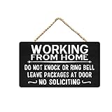 Working from Home Sign Do Not Knock or Ring Bell Leave Packages at Door No Soliciting Wood Sign for Front Door Home Based Business Sign 15x30cm/6x12 inch
