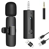 HMKCH Wireless Lavalier Microphone for DSLR Camera/Gopro/Computer/Laptop/MacBook/iPhone/iPad/Tablet, Professional Cordless Clip On Lapel Mic for Video Recording, YouTube, Vlog, Interview, Podcast