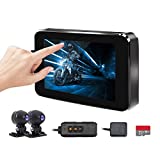 Motorcycle DVR Dash Cam, GreenYi 4” IPS Touch Screen w/ FHD 1080P Front & Rear Camera, Support WiFi, GPS, G-Sensor, Loop Recording, Night Vision, Full Body Waterproof, Wired Control, 64G Card Included