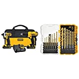 DEWALT 20V Max Cordless Drill Combo Kit, 2-Tool with Titanium Drill Bit Set, Pilot Point, 21-Piece (DCK240C2 & DW1361)
