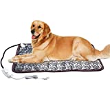 XXL Heating Pad for Large Dog Bed Outdoor or Home,Electric Heating Mat for Dog House Crate Pad for Small Medium Pet Cat Puppy Waterproof Easy Clean Long Chew Proof Cord Gray,34'x21',30-60W