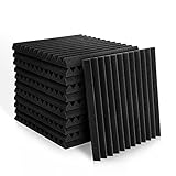 Sonic Acoustics 1' X 12' X 12' Acoustic Foam Panels, Studio Wedge Tiles, Sound Panels wedges Soundproof Foam Sound Insulation Absorbing Home and Office (12 Pack, Black)