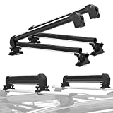 Universal Car Ski Snowboard Roof Racks, CAR DRESS 2 PCS Deluxe Ski Roof Rack Carriers Snowboard Top Holder, Lockable Fit Most Vehicles Equipped Crossbars