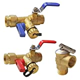 Xiny Tool 3/4-Inch IPS Isolator Tankless Water Heater Service Valve Kit with Pressure Relief Valve, Clean Brass