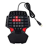 Womnord One Hand Gaming Keyboard One Handed Keyboard 47-Key Professional Single Hand Gaming Keyboard USB Wired Keyboards Portable Mini Gaming Keypad Ergonomic Game Controller for CF / LOL / WOW / DOTA