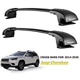 BougeRV Car Roof Rack Cross Bars for 2014-2022 Jeep Cherokee with Side Rails, Aluminum Cross Bar Replacement for Rooftop Cargo Carrier Bag Luggage Kayak Canoe Bike Snowboard Skiboard