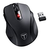 HOTWEEMS Wireless Mouse, D-09 Computer Mouse USB Cordless Mice for Laptop, Ergo Grips, Lightspeed 5-Level 2400 DPI, 16 Months Battery, Portable for PC Mac Chromebook, 6 Button, Stormy Black
