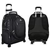 MATEIN Rolling Backpack, Travel Backpack with Wheels, Water Resistant Roller College Backpack for Women, 15.6 inch Wheeled Travel Laptop Backpack Bag On Wheels Business Backpack Gifts for Men, Black