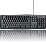 TM Wired USB Full-Size Keyboard USB-A Wired Slim Keyboard with Chocolate Keys Compatible for Windows, PC Laptop/Desktop (Black) (Renewed)