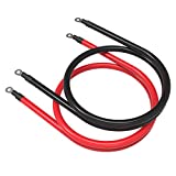 SHIERLENG 4 AWG Gauge Red + Black Pure Copper Battery Cables Power Inverter Wire Set for Solar, RV, Car, Boat, Automotive, Marine, Motorcycle with 3/8 in Lugs (4 AWG, 1 Feet)