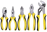 TOPLINE 5-Piece Pliers Set, Pliers Tool Set Included 8' Groove Joint Pliers, 7' Linesman Pliers, 6' Long Nose Pliers, 6' Slip Joint Pliers, 6' Diagonal Pliers for Basic Home Maintenance
