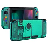 eXtremeRate Back Plate for Nintendo Switch Console, NS Joycon Handheld Controller Housing with Colorful Buttons, DIY Replacement Shell for Nintendo Switch - Emerald Green