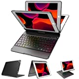 iPad Keyboard Case for iPad 6th Gen 2018, iPad 5th Gen 2017, iPad Pro 9.7, iPad Air 2, iPad Air 1, Backlit 10 Color 360 Screen Rotation iPad Case with Keyboard, Auto Sleep/Wake - Black