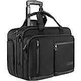 VANKEAN 17.3 Inch Rolling Laptop Bag Women Men with RFID Pockets, Stylish Carry on Briefcase Laptop Case Waterproof Overnight Rolling Bags, Laptop Bags for Travel/Work/School/Business, Black