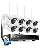 ZOSI 2K 8CH Wireless Security Camera System with 1TB HDD,2K H.265+ 8CH CCTV NVR,8pcs 3MP WiFi Surveillance Cameras Indoor Outdoor,Night Vision,Motion Detection,Remote Access,for Home 24/7 Recording
