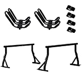 800lbs Capacity Heavy Duty Extendable Universal Pickup Truck Rack Ladder Rack with 2 Sets Kayak J Racks Two-bar Set Matte Black One Pair