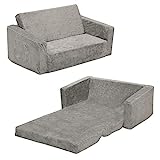 Delta Children Serta Perfect Extra Wide Convertible Sofa to Lounger, Comfy 2-in-1 Flip Open Couch/Sleeper for Kids, Grey